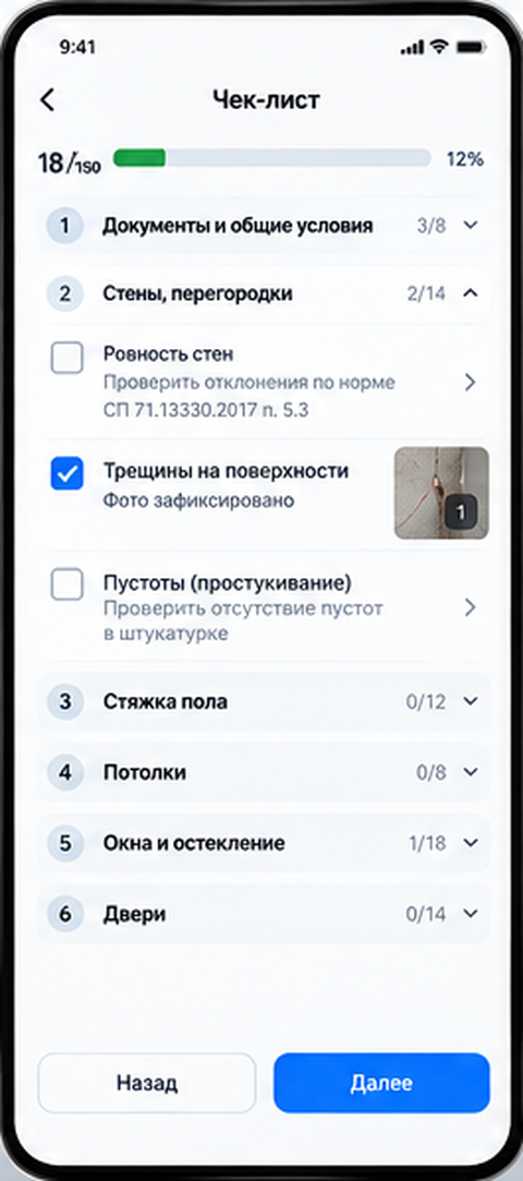 Чек-лист помещения